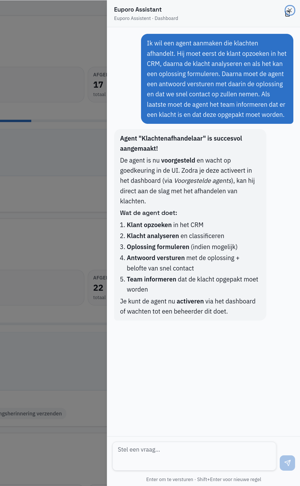 De Euporo-chat — een agent aangemaakt in gewone taal, voorgesteld en wachtend op goedkeuring